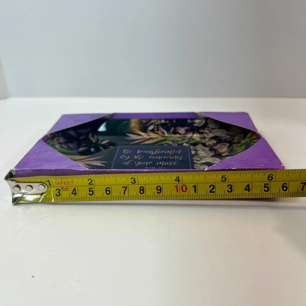 Christian Art Gifts Romans 12:2 Glass Trinket Tray Floral Gold Leaf GLT025 NEW